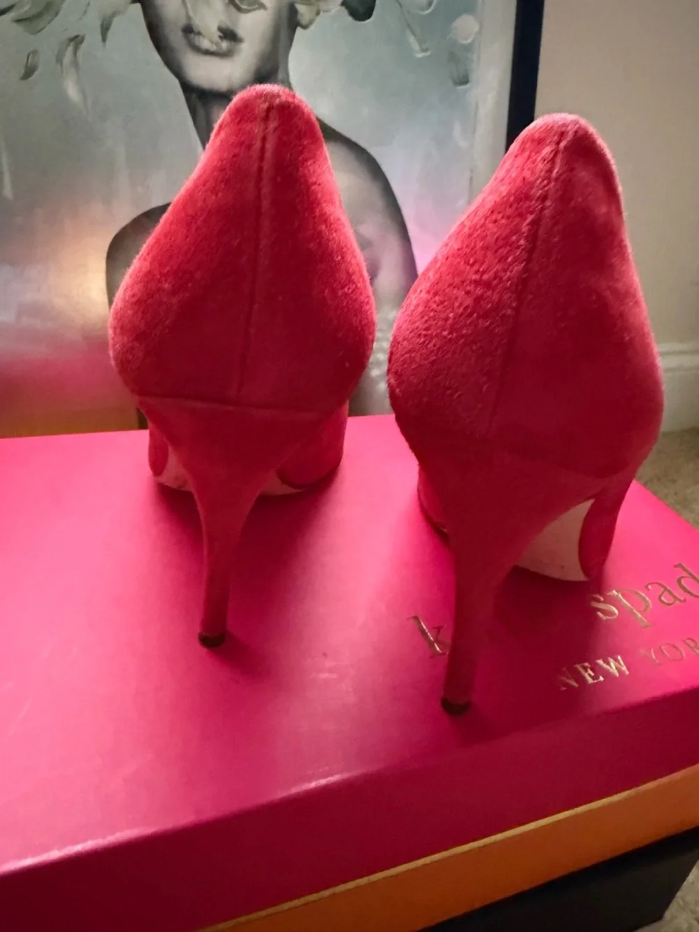 Kate Spade Vivian Suede heels pumps red burgundy size 7.5. - Picture 3 of 7